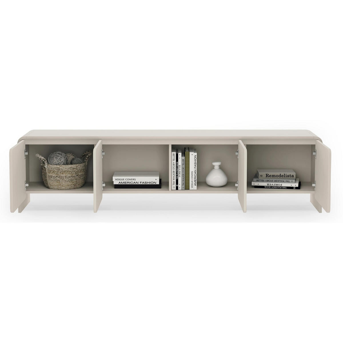 TV stolík so 4 dvierkami, Kašmír, 207cm - kašmírová, kov/kompozitné drevo (207/50.5/39cm) - Selsey