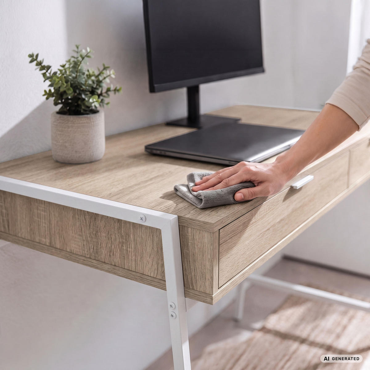 SCHREIBTISCH ZENTIA 100 cm Sonoma Eiche - Weiß/Sonoma Eiche, Holzwerkstoff (100/45/80.5cm) - Akord