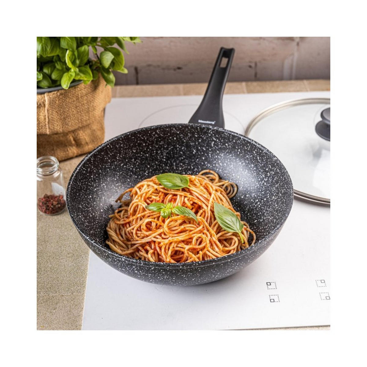 WOK Graphit 28/28/8 cm 64478 - Graphitfarben, Metall (28cm) - Klausberg 