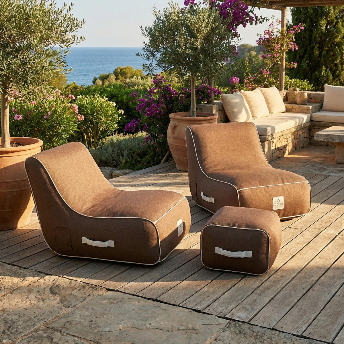 HOCKER NUMA Braun - Braun, Kunststoff/Textil (75/35/75cm) - Coco Lounge