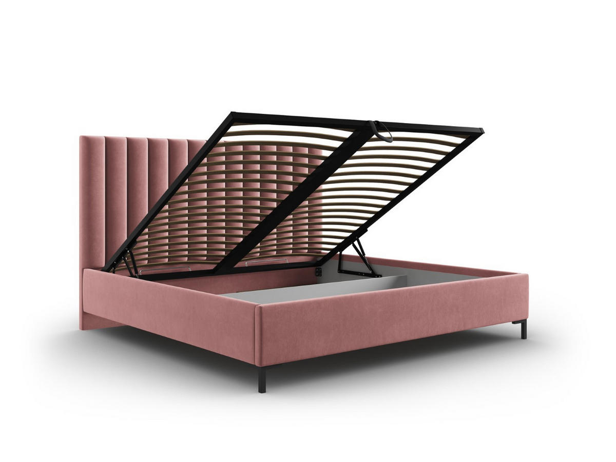 BETT mit Bettkasten und Kopfteil Allison aus Samt rosa 160x200cm - Pink, Textil (160/200cm) - Micadoni