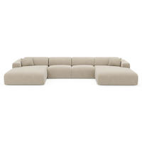 WOHNLANDSCHAFT Texturierter Samt Beige 356cm - Beige, Textil (356/73/166cm) - Sia Home