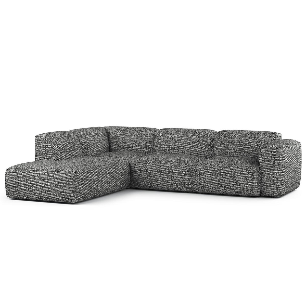 3-SITZER ECKSOFA mit Recamiere - Schwarz/Grau, Kunststoff/Textil (295/231cm) - home24