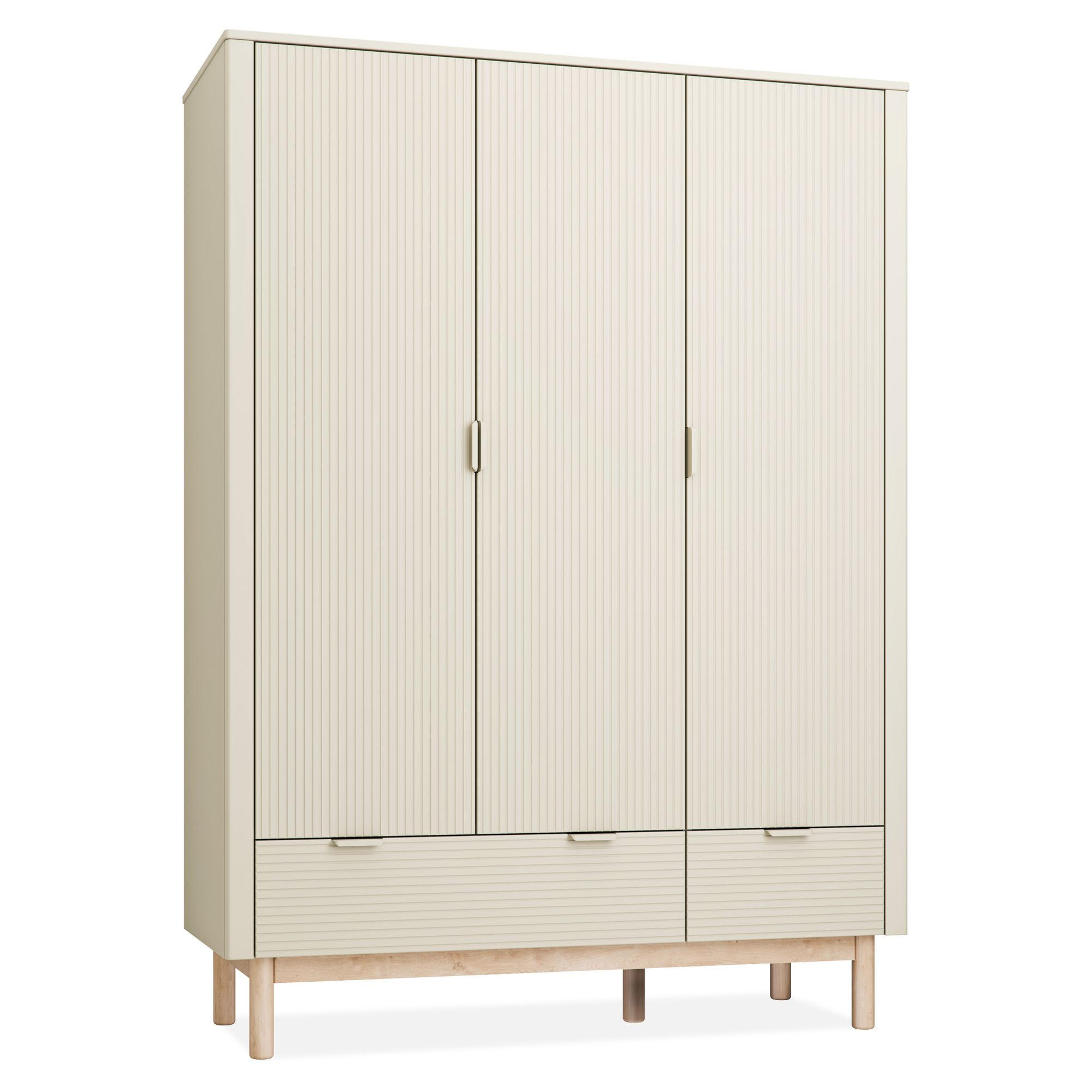 KLEIDERSCHRANK Drehtürenschrank LOTTI - Beige, Holz (145/198/53cm) - KONSIMO®