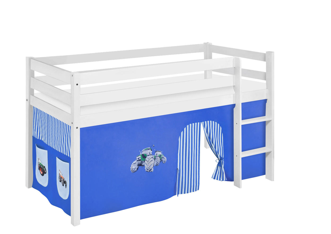 HOCHBETT JELLE mit TRECKER Vorhang - Kinderbett - Weiß, Holz - Lilokids
