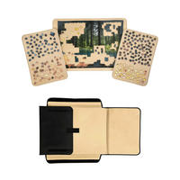PUZZLEKOFFER Schwarz Beige mit Tragegriff 2 Ablagen - Multicolor, Textil (74/55cm) - Relaxdays