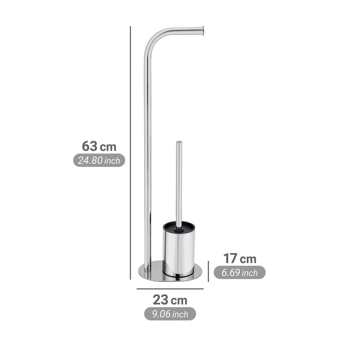 TOILETTENPAPIERHALTER und WC-Bürste Levante 13/18/63 cm - Silberfarben, Metall (18/63/13cm) - Wenko