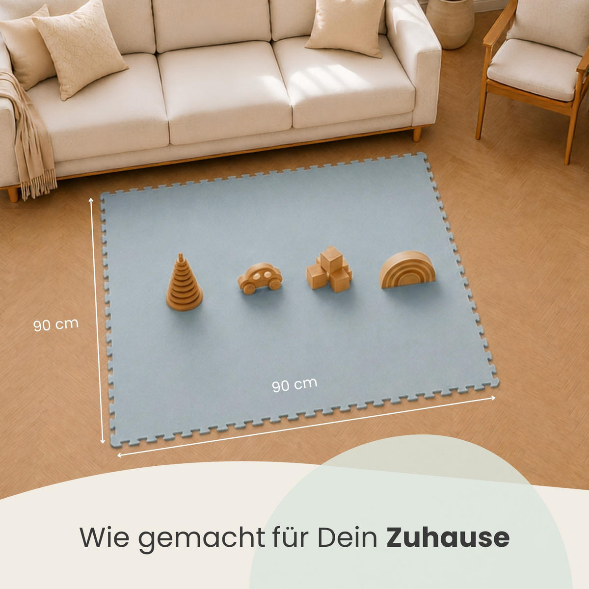 SPIELMATTE ab Null - 90 cm Baby Puzzlematte Blau - Blau, Kunststoff (30/30cm) - Littletom