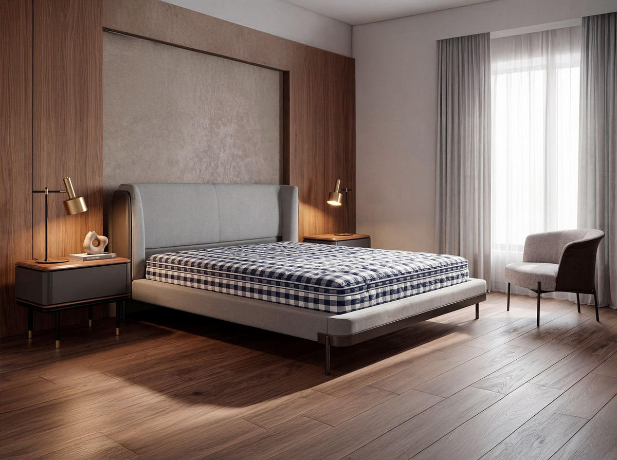 HYBRIDMATRATZE aus Naturlatex mit Cooltex Taschen-Minifedern 180/200/31 cm - Blau/Multicolor, Textil (180/200cm) - ANGEL CERDA