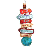 CHRISTBAUMSCHMUCK Wegweiser Mehrfarbig 16cm (Glas / 1 Stk.) - Multicolor, Glas (4/16/4cm) - Krebs Glas Lauscha