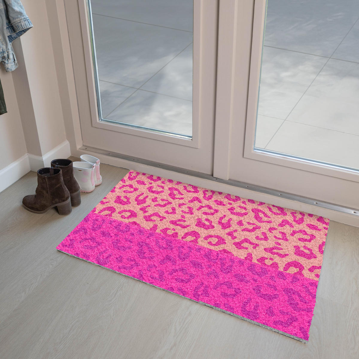 ROHOŽKA Potlač pantera - Ružová - Zvieracia potlač - Minimalistická 90x60 cm - pink, plast (90/0.4cm) - MuchoWow