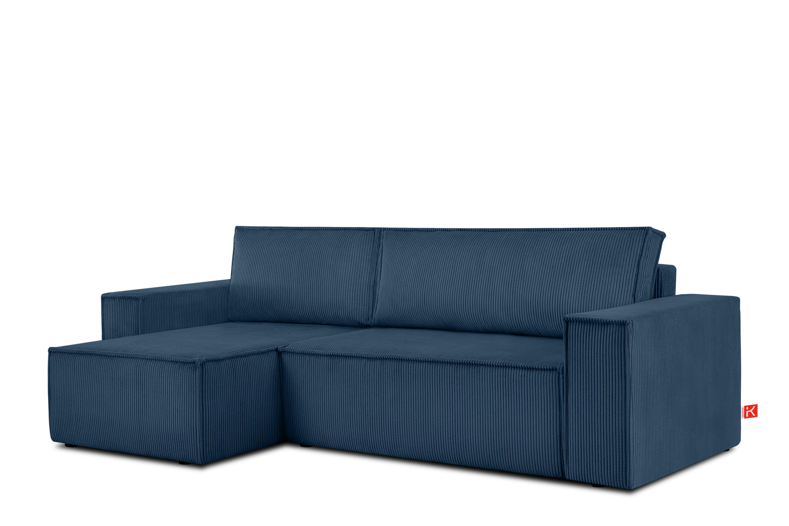 ECKSOFA-LINKS/RECHTS NAPI Schlaffunktion mit Cordbezug, blau - Blau/Schwarz, Textil (262/148cm) - KONSIMO®