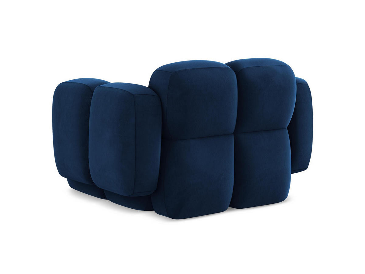 SESSEL Samt Stoff Blau - Blau/Schwarz, Holzwerkstoff/Kunststoff (120/72/115cm) - Makamii