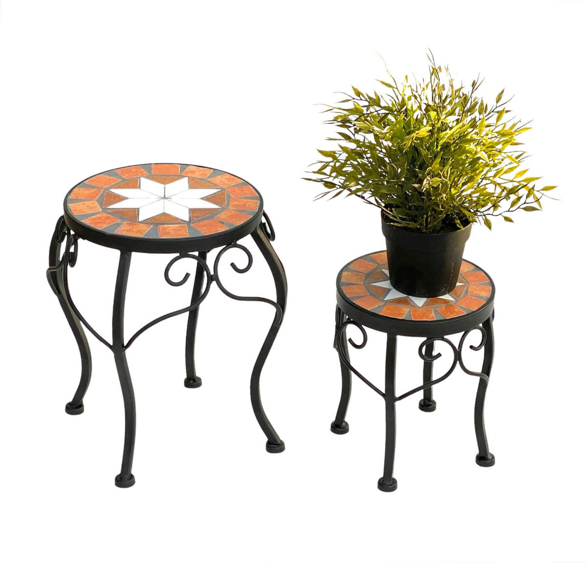 BLUMENHOCKER 2er Set 20 und 27 cm Rund 12014 - Schwarz, Metall (16/20/16cm) - DanDiBo