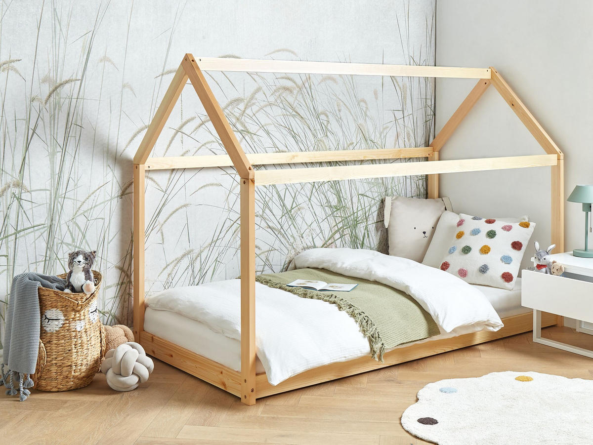 KINDER-HAUSBETT Heller Holzfarbton 90-200 cm Tosse - Hellbraun, Holz (90/200cm) - Beliani