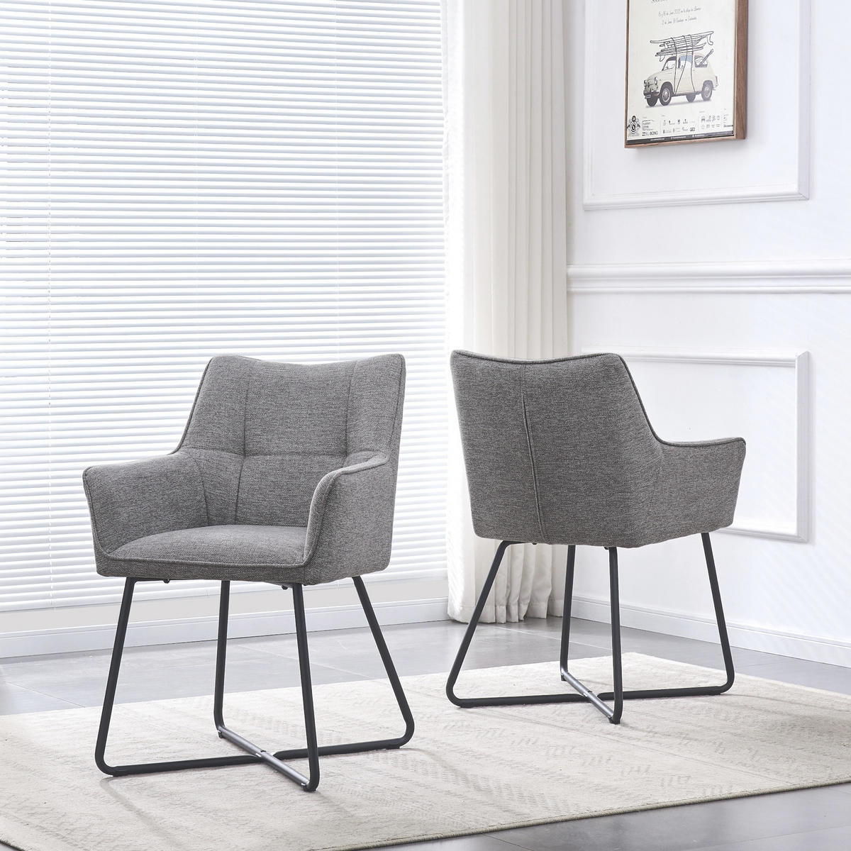 ARMLEHNSTUHL BREIGHT Grau 2 Stück - Grau, Textil/Metall (56/83/59cm) - B&D Home