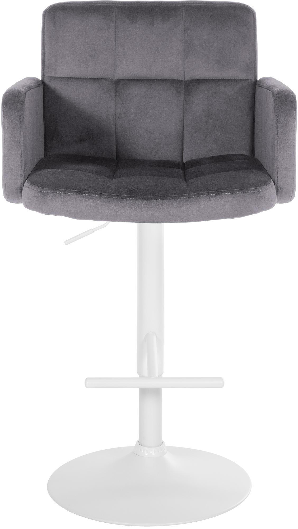 BARHOCKER 2er Set Sutun Samt Dunkelgrau Weiß - Dunkelgrau, Textil/Metall (60/93/56cm) - DELUKE