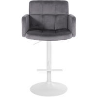 BARHOCKER 2er Set Sutun Samt Dunkelgrau Weiß - Dunkelgrau, Textil/Metall (60/93/56cm) - DELUKE