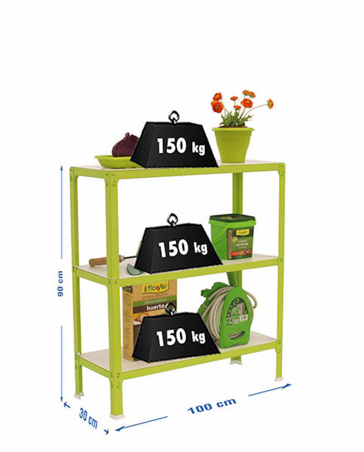WOHNREGAL Living Koala Wood mit 3 Fachböden HxBxT 90 x 100 x 30 cm Grün/Weiß - Grün, Metall (100/90/30cm) - PROREGAL