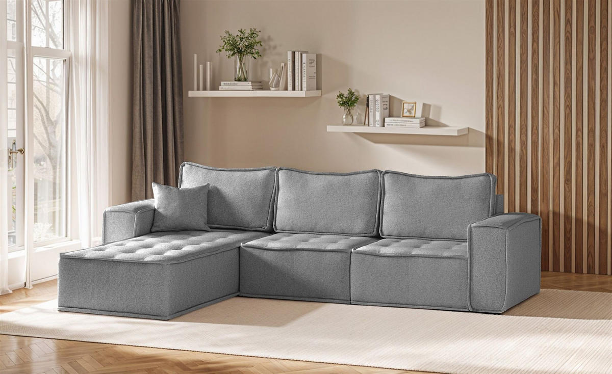 ECKSOFA Sande In Raven - Grau, Holzwerkstoff/Textil (292/192cm) - Fun Möbel