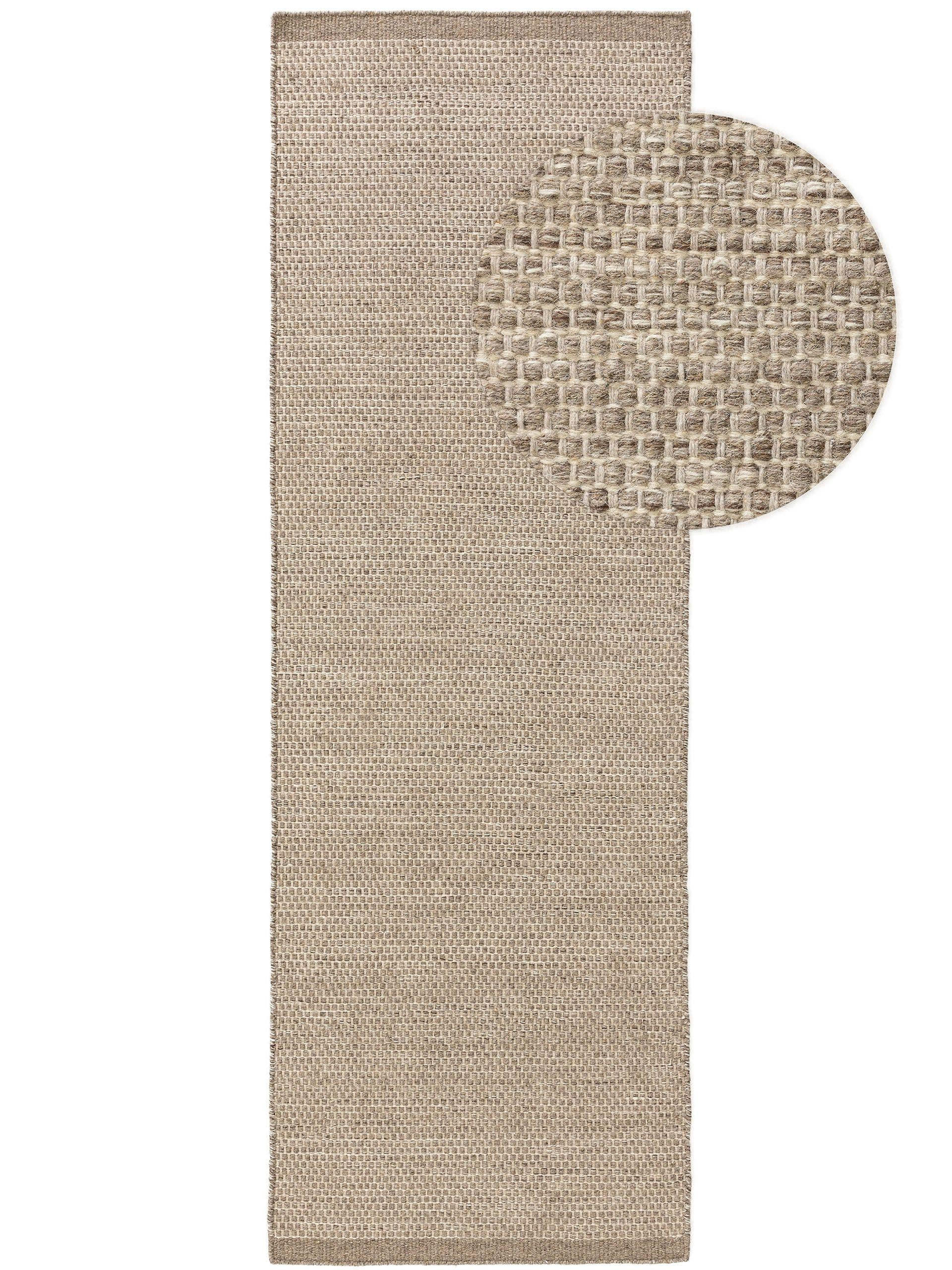 WOLLTEPPICH Rocco Taupe 80x250 cm - Taupe, Textil (80/250cm) - benuta Pure