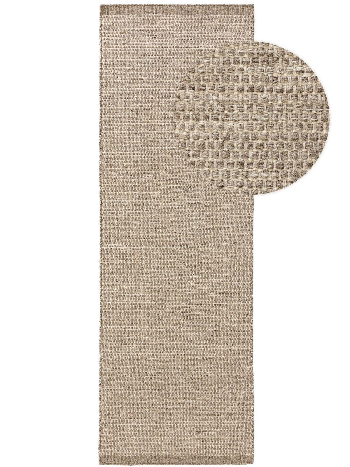WOLLTEPPICH Rocco Taupe 80x250 cm - Taupe, Textil (80/250cm) - benuta Pure