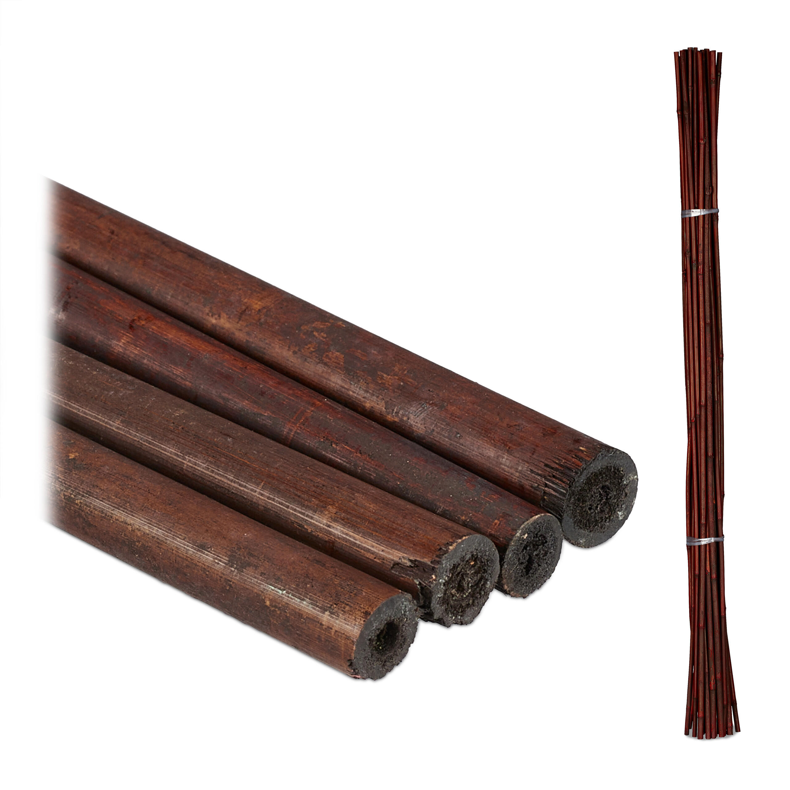 Relaxdays TYČE Tmavě hnědé 25-ks-Set Bambus 105 cm
