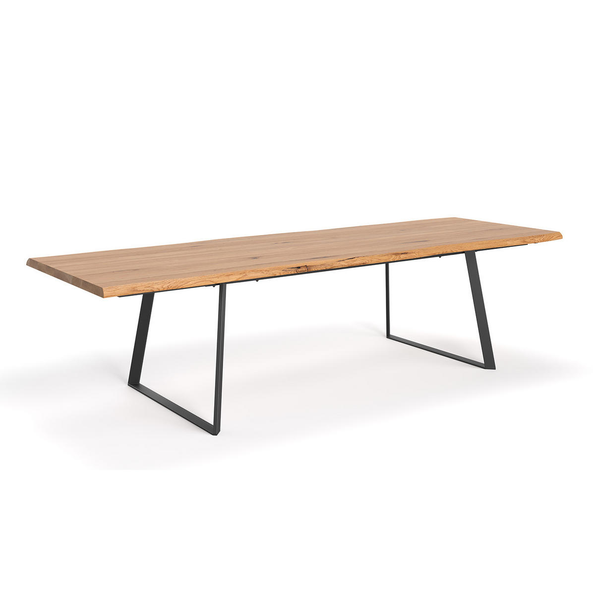 TISCH Ausziehbar Delta aus massivem Eichenholz 180x90 cm + Tischverlängerungen 2x60 cm - Eichefarben/Schwarz, Holz/Metall (180/90/75cm) - Danzz