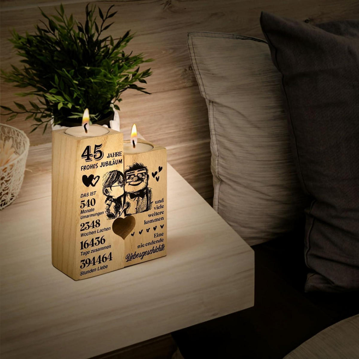 KERZENSTÄNDER Holz 45. Hochzeitstag Geschenk - Braun, Holz (4.5/12/9cm)