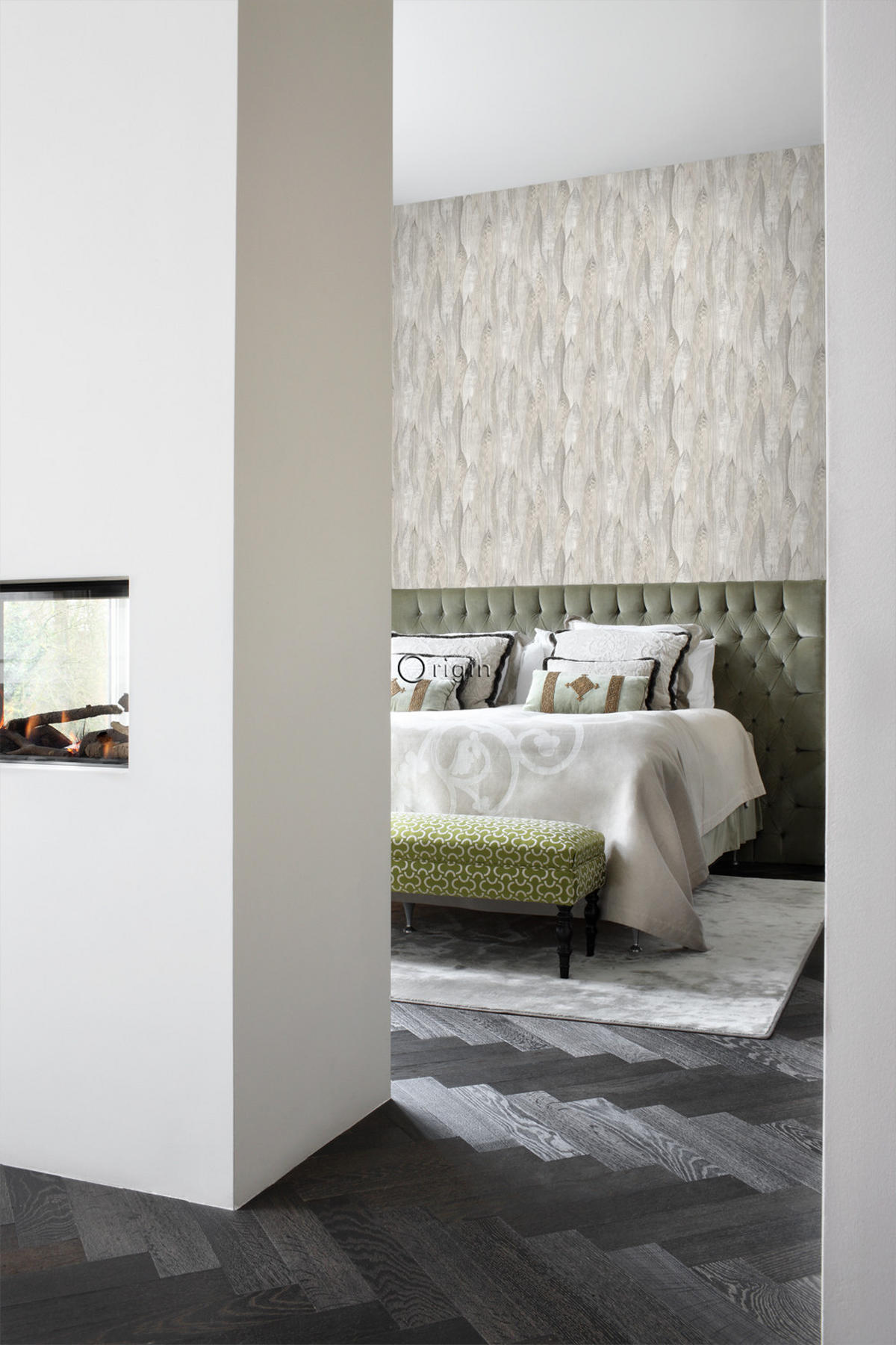 TAPETE Blätter 53 cm x 10.05 m - Grau, Papier (53/1000cm) - Origin Wallcoverings