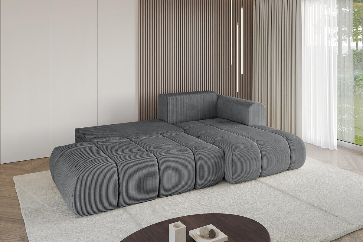 ECKSOFA Ottomane Rechts CLOUD-L 289x180x40 Dunkelgrau Cord - Dunkelgrau, Holzwerkstoff/Kunststoff (289/180cm) - ALTDECOR