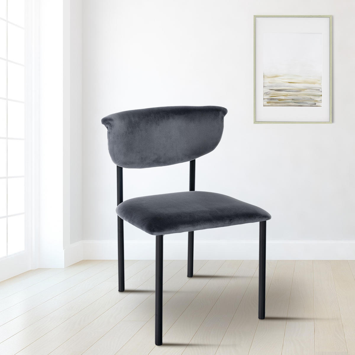 STUHL Samt Dunkelgrau - Dunkelgrau, Textil/Metall (52/78/53cm) - CLP