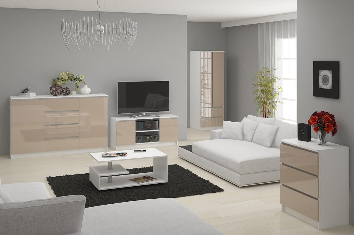 KOMMODE Weiß, Cappuccino Glanz 99/138/40 - Weiß, Holzwerkstoff (138/99/40cm) - RAUMHIRSCH FURNITURE