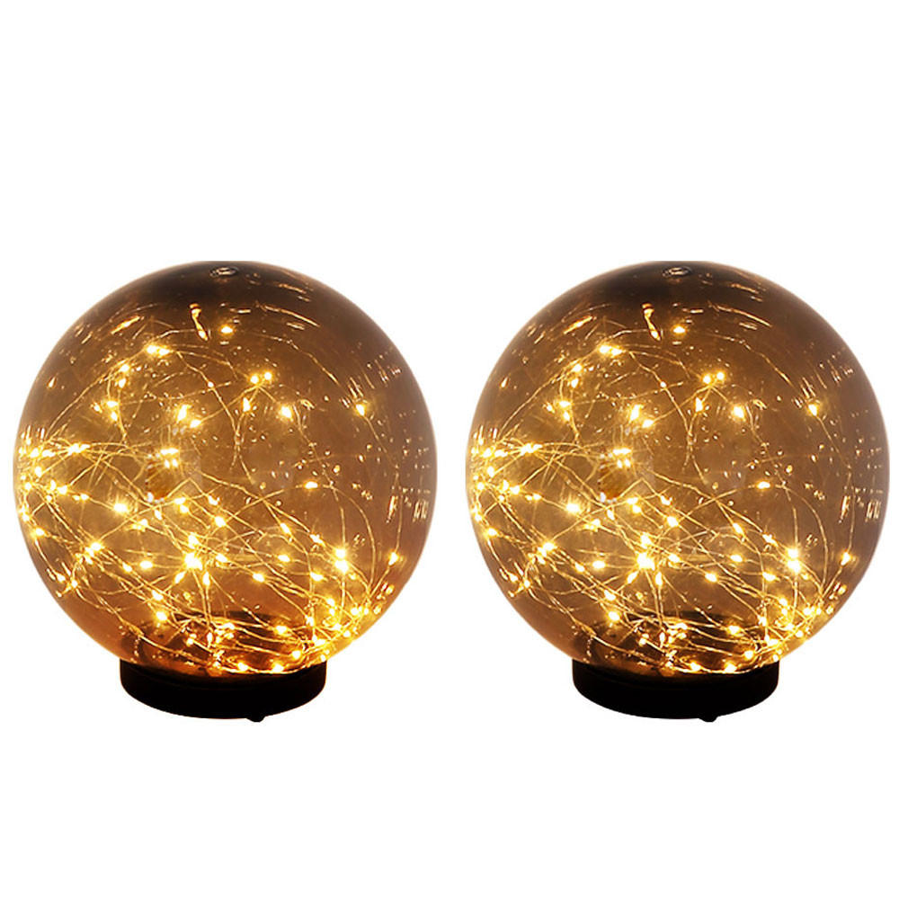 LED AUSSENLEUCHTE Solarlampe Grau Kugel-Form 2er Set - Grau, Kunststoff (15/15/26cm) - Globo Lighting