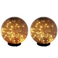 LED AUSSENLEUCHTE Solarlampe Grau Kugel-Form 2er Set - Grau, Kunststoff (15/15/26cm) - Globo Lighting