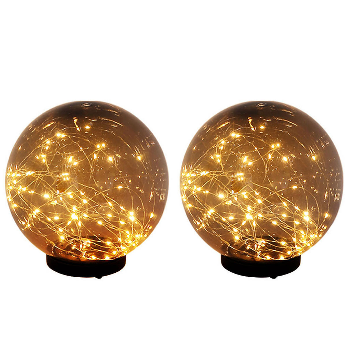 LED AUSSENLEUCHTE Solarlampe Grau Kugel-Form 2er Set - Grau, Kunststoff (15/15/26cm) - Globo Lighting