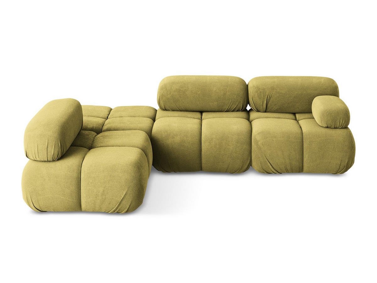 ECKSOFA Links Chenille Stoff Grün - Limette/Schwarz, Kunststoff/Textil (190/285cm) - Makamii