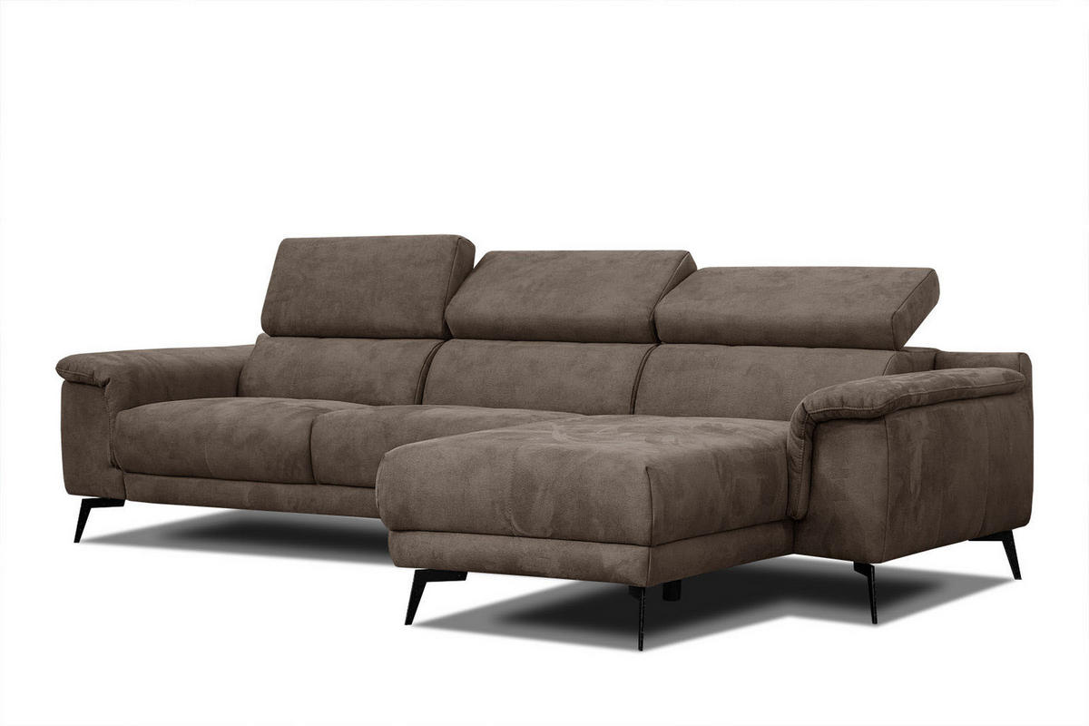 ECKSOFA FIERO 4-Sitzer, dunkelbraun - Dunkelbraun/Schwarz, Holzwerkstoff/Textil (288/170cm) - Courtois Laville