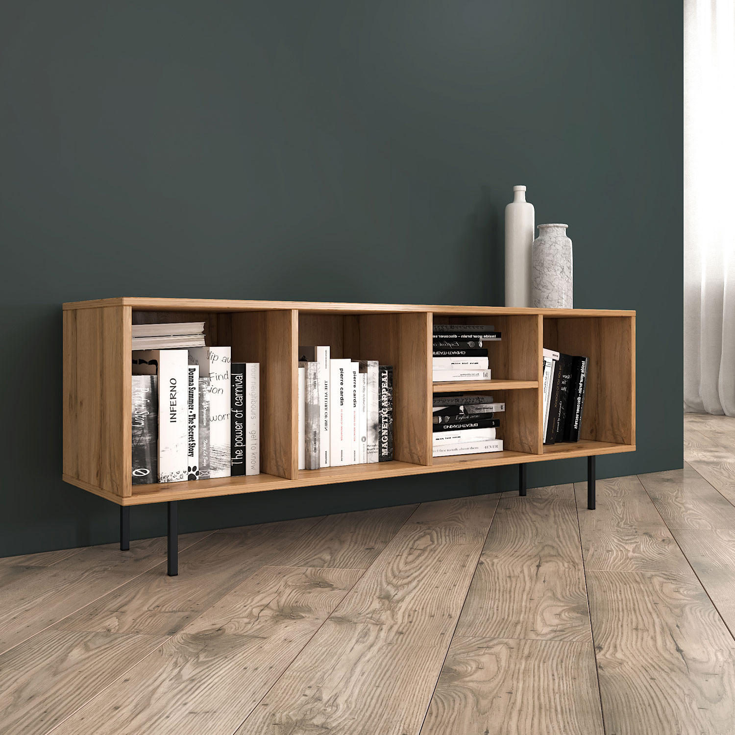 LOWBOARD 140/52/35 cm Eichenoptik - Braun, Holzwerkstoff (140/52/35cm) - Homestyle4u
