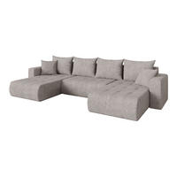 SEDACÍ SOUPRAVA DO U s funkcí spaní a úložným prostorem MILA-U 378x194x86 světle šedá velur - černá/světle šedá, kompozitní dřevo/textil (378/86/194cm) - ALTDECOR