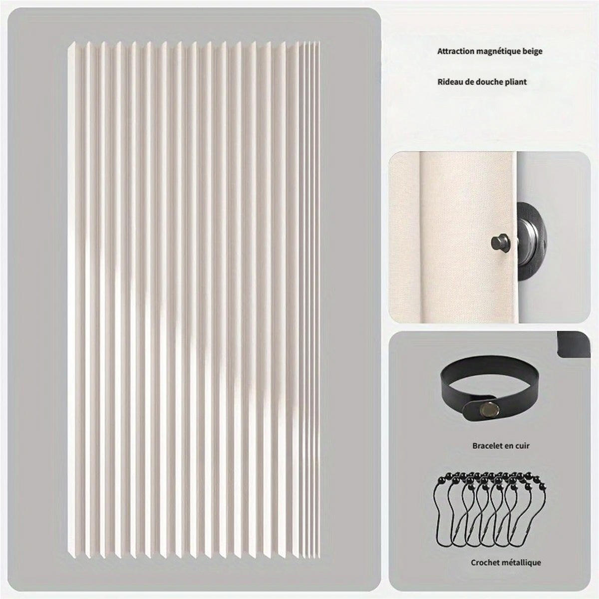 DUSCHVORHANG – Breite 180 x Höhe 200 cm – Beige – Inklusive Metallhaken - Beige, Textil (180/200cm)