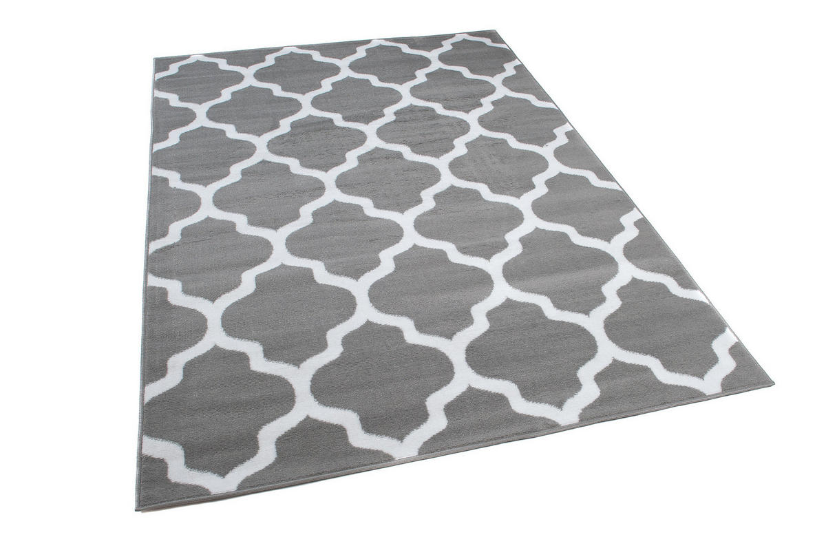 TEPPICH LUXURY Grau Marokkanisch Kleeblatt 180/250 cm - Hellgrau, Textil (180/250cm) - Tapiso