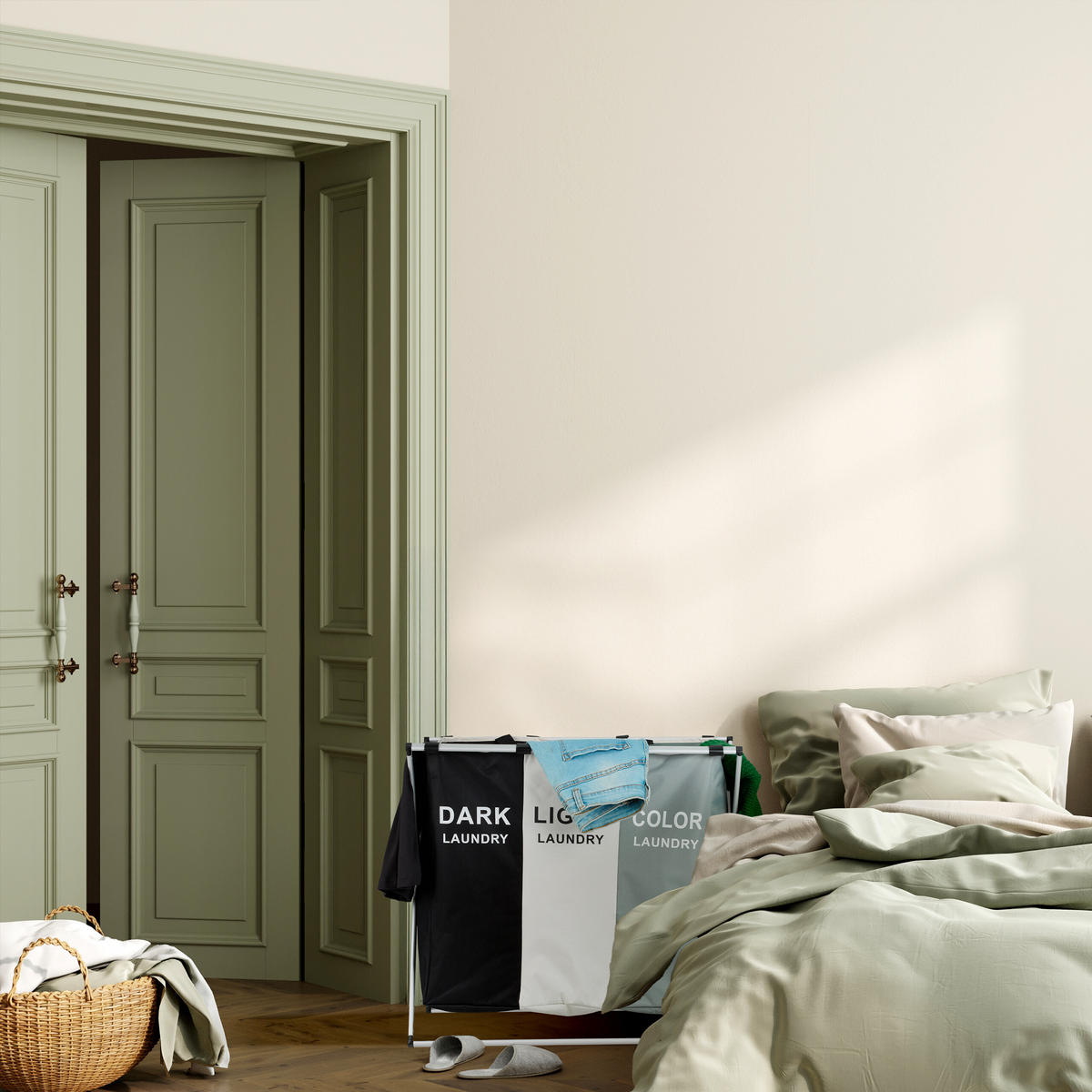 WÄSCHESAMMLER - Multicolor, Kunststoff/Textil (65/60/36.5cm) - Relaxdays