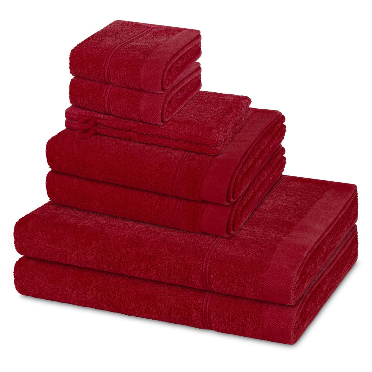 FROTTIERSET Rubin 8-teilig - Rot, Textil (50/100cm) - Ross