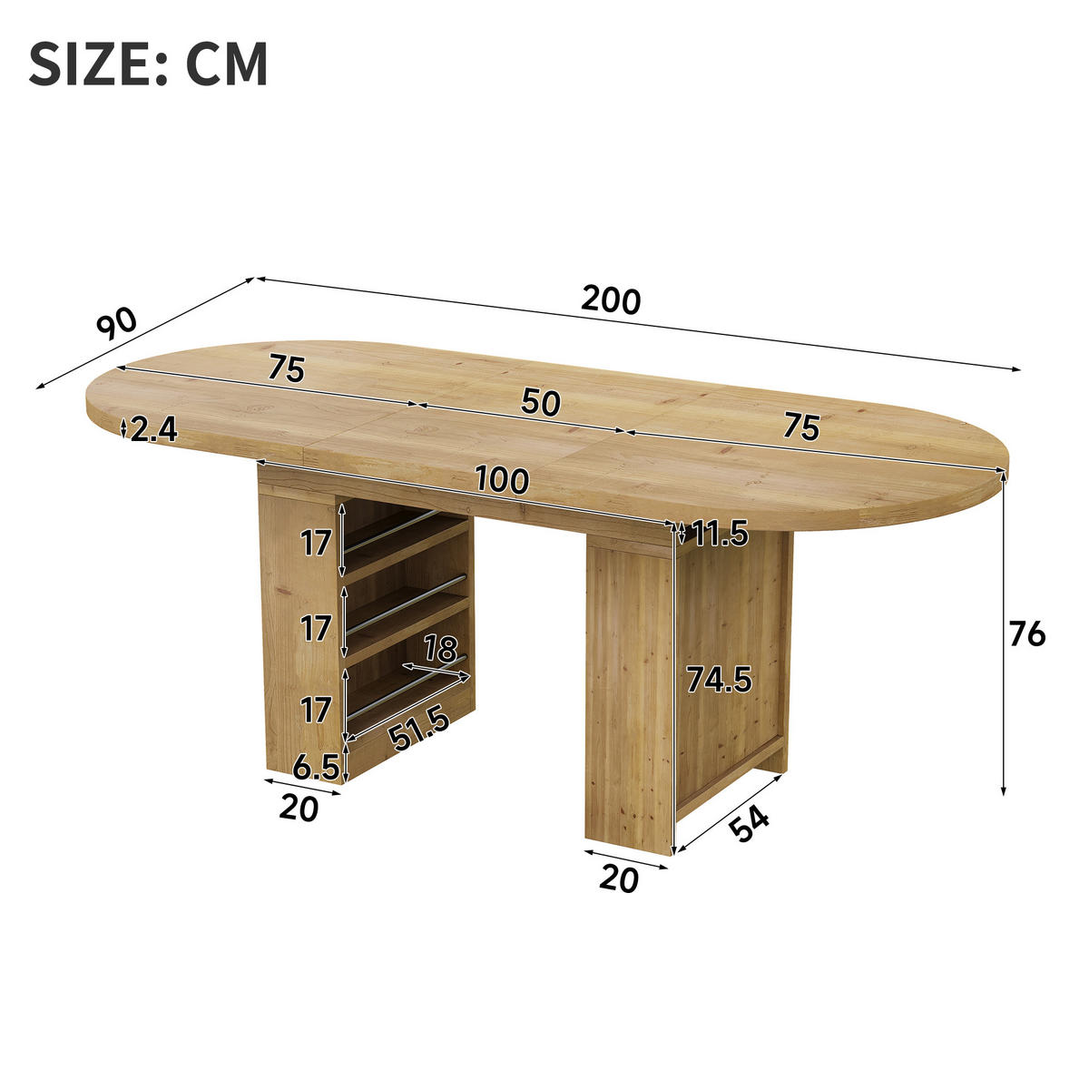 JÍDELNÍ STŮL rozkládací 150-200cm dub úložný - barva dubu, kompozitní dřevo (90/200/76cm) - FLIEKS