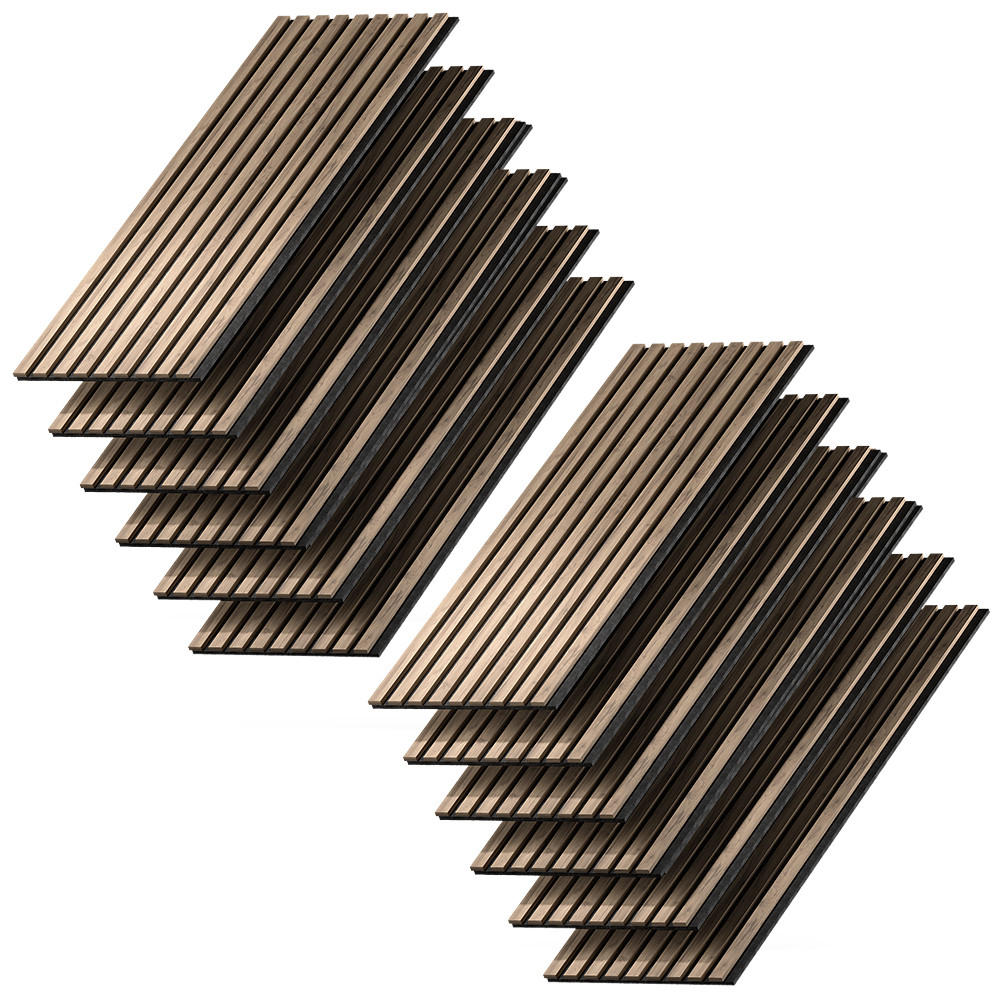 WANDPANEELE Akustikpaneel Nussbaum 12 Stück - Walnussfarben, Holzwerkstoff (120/40/1.8cm) - Vicco