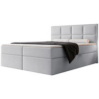 BOXBETT Silensio Hellgrau Samt 180x200 cm - Hellgrau, Textil (180/200cm) - Selsey