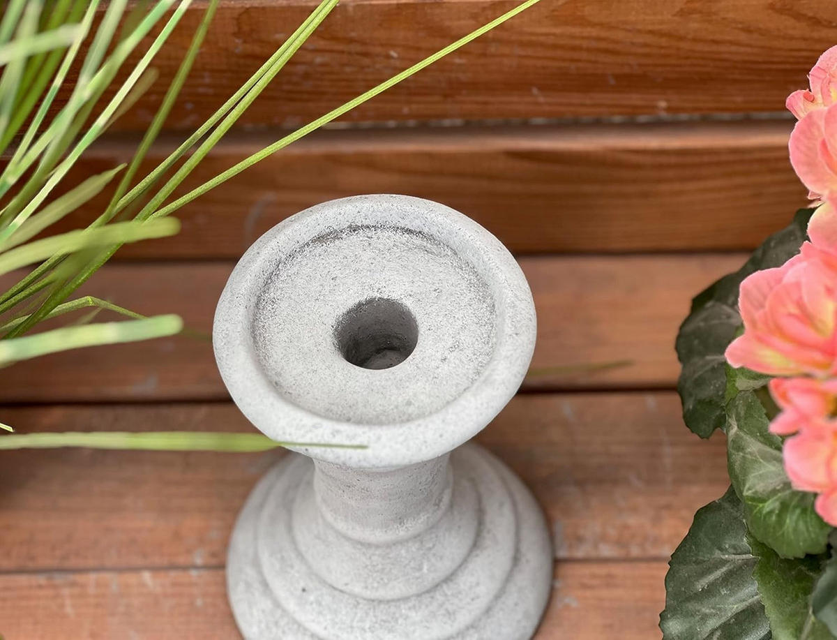 STEINFIGUR kleiner Kerzenständer frostfest Steinguss - Grau, Stein (10/16/10cm) - stoneandstyle