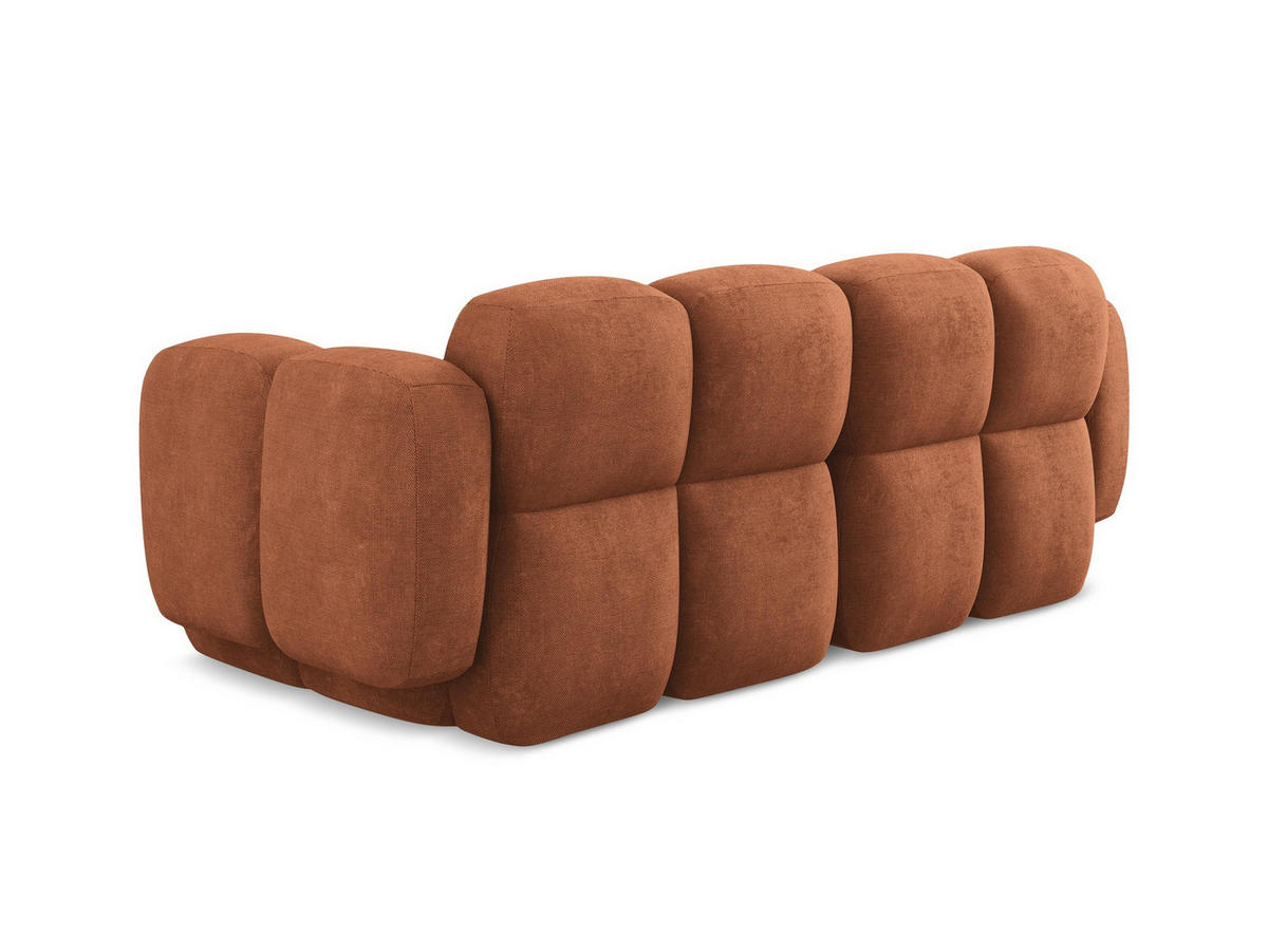 2-SITZER SOFA Chenille Stoff Orange - Terra cotta/Schwarz, Holzwerkstoff/Kunststoff (210/72/115cm) - Makamii