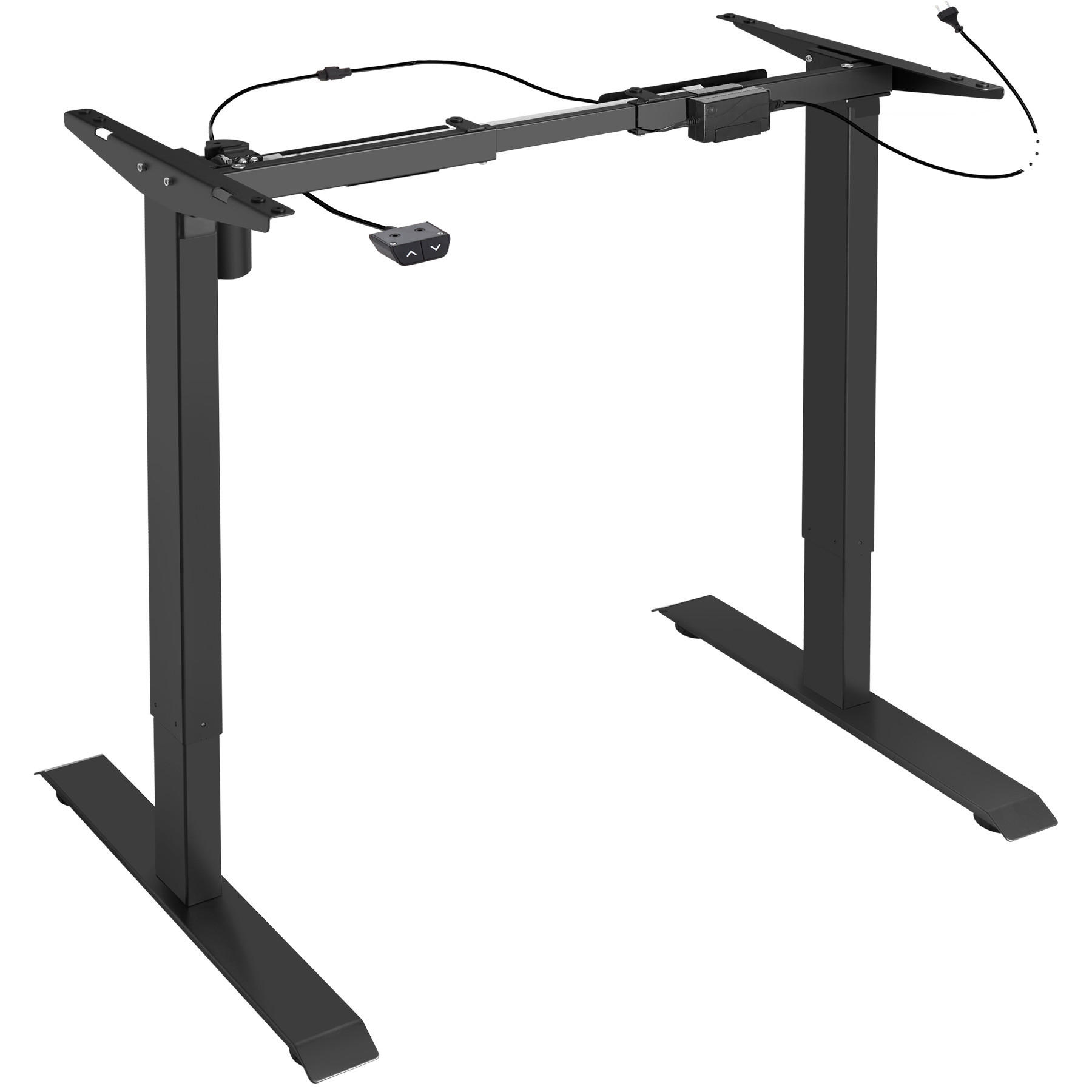 tectake Höhenverstellbarer-Schreibtisch Schwarz 65x121x129 cm